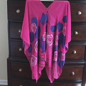 Vibrant sheer floral cover-up for swim or dressy and casual